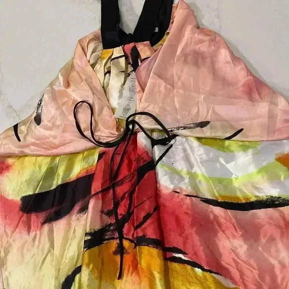 BCBGMaxazria NWT 100% Silk Shift Dress Abstract Print TieWaist Womens Small Mini - Picture 6 of 7